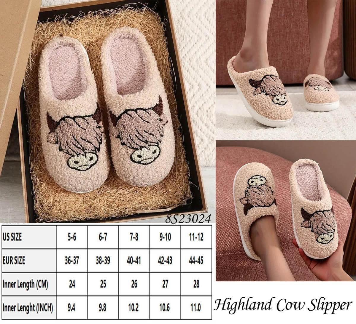 Highland cow slippers RTS
