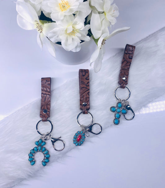 Keychains- Tooled leather keychains